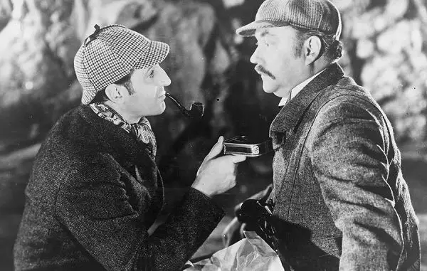 Die größten Detektive aller Zeiten: Sherlock Holmes (Basil Rathbone) und sein Partner Dr. Watson (Nigel Bruce) im Einsatz
