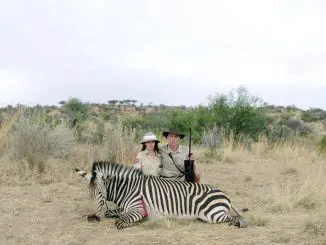 Safari: Erinnerungsfoto mit dem erlegten Zebra