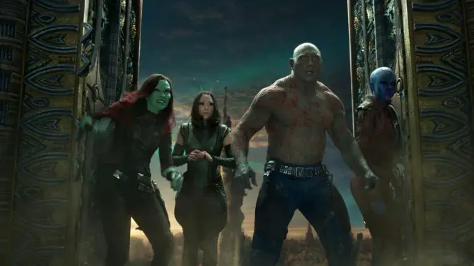 Guardians Of The Galaxy Vol. 2 mit Gamora (Zoe Saldana), Mantis (Pom Klementieff), Drax (Dave Bautista) and Nebula (Karen Gillan)