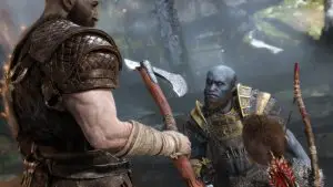 Kratos gibt dem meisterschmied die Axt