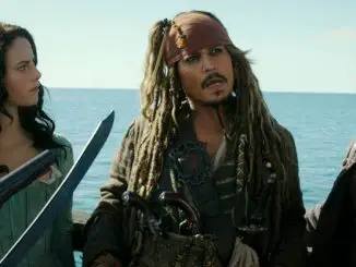 Carina Smyth (Kaya Scodelario), Captain Jack Sparrow (Johnny Depp) und Henry Turner (Brenton Thwaites)