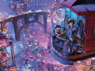 Héctor und Miguel in der Straßenbahn im Reich der Toten ©2017 Disney•Pixar. All Rights Reserved.