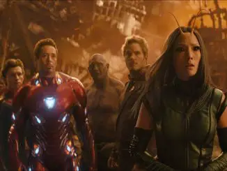 Spider-Man/Peter Parker (Tom Holland), Iron Man/Tony Stark (Robert Downey Jr.), Drax (Dave Bautista), Star-Lord/Peter Quill (Chris Pratt) and Mantis (Pom Klementieff)