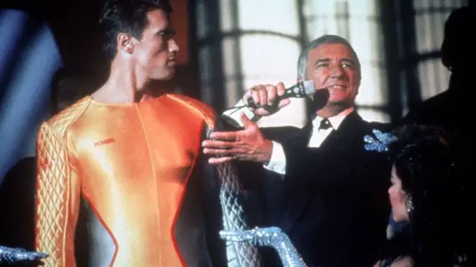 Arnold Schwarzenegger und Richard Dawson in Running Man