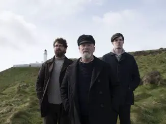 Thomas (Peter Mullan), James (Gerard Butler) und Donald (Connor Swindells) in Keepers - Die Leuchtturmwärter