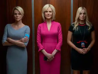 Megyn Kelly (Charlize Theron), Gretchen Carlson (Nicole Kidman) und Kayla Pospisil (Margot Robbie) im Aufzug von FOX NEWS.