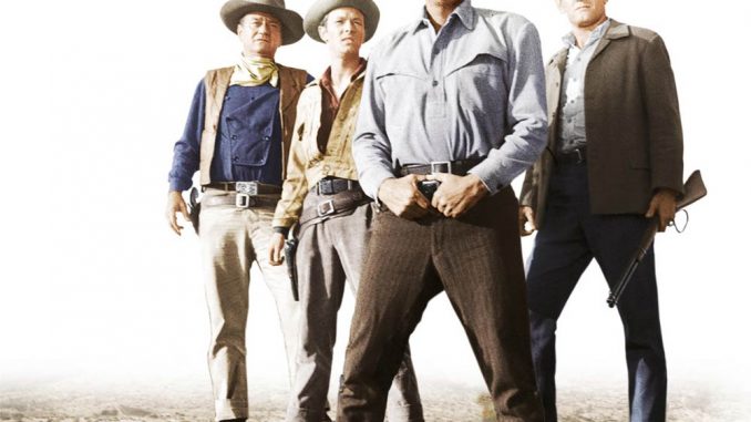John Wayne, Dean Martin, Michael Anderson Jr. und Earl Holliman in Die vier Söhne der Katie Elder