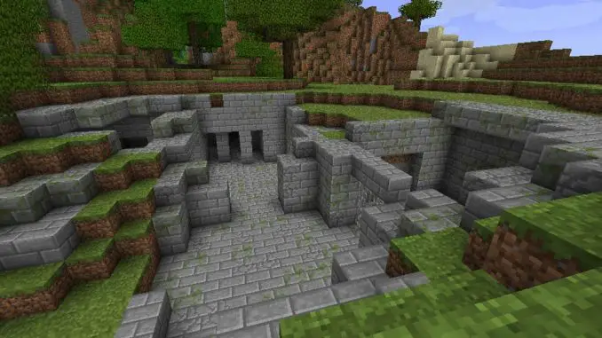 Minecraft: Bemooste Steinziegel in einer Ruine