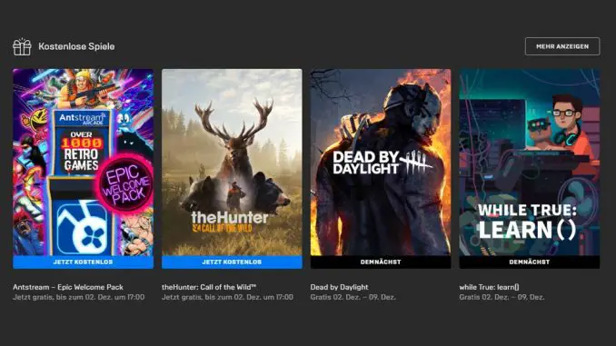 Gratis-Spiele im Epic Games Store für Dezember 2021