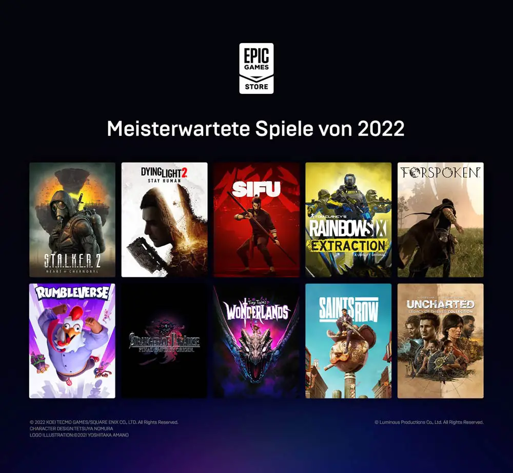 Epic Games Store - Meisterwartete Spiele 2022