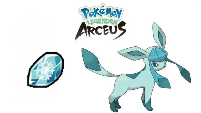 Pokémon Legenden: Arceus - Mit dem Eisstein entwickelt sich Glaziola aus Evoli
