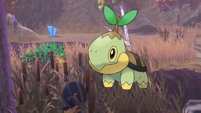 Pokémon Legenden: Arceus - Chelast ist Das Pokémon auf dem Flussfoto