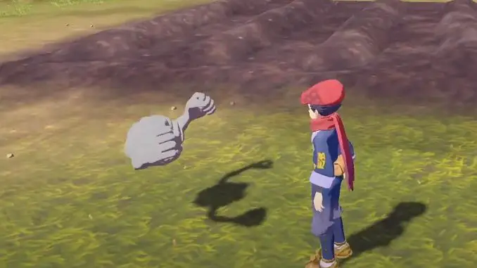 Pokémon Legenden: Arceus - Kleinstein in Hilfe beim Pflügen der Felder