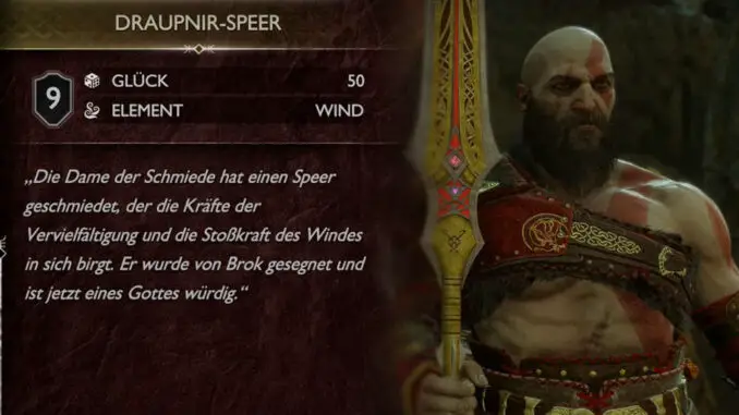 God of War Ragnarök - Der Draupnir-Speer kann mit Sturmflammen verbessert werden