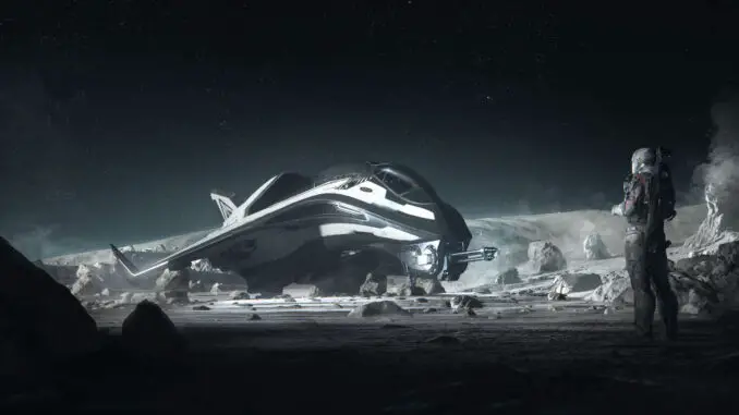 Star Citizen - Schiff auf einem Asteroiden