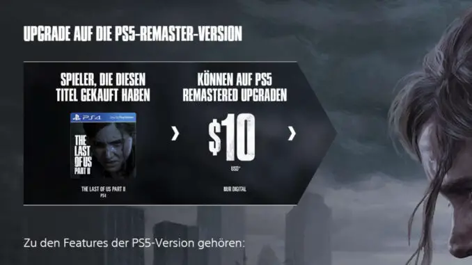 The Last of Us Part 2 Remastered kann auf die PS5 aufgewertet werden